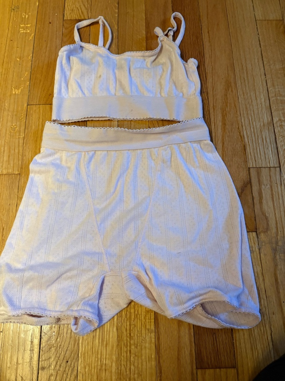 Fashion Nova Light Pink Knit Bralette & High-Waist Lounge Shorts Set